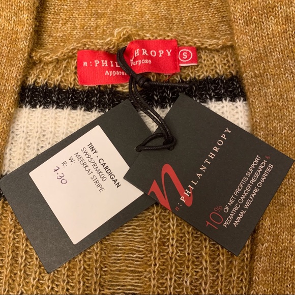 NWT n:Philanthropy Tiny Cardigan in Meerkat Stripe - Picture 8 of 12